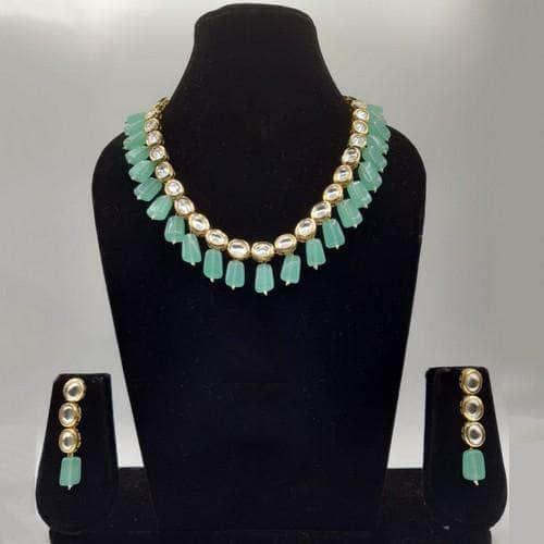 Ishhaara Single Line Kundan Beads Necklace Set