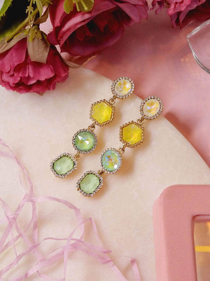 Ishhaara Sonakshi Sinha In Geometric 4 Tiered Earrings Pink