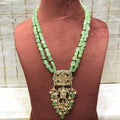 Ishhaara Green Square Kundan Pendant Necklace