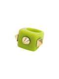 Ishhaara Green Square Resin Ring