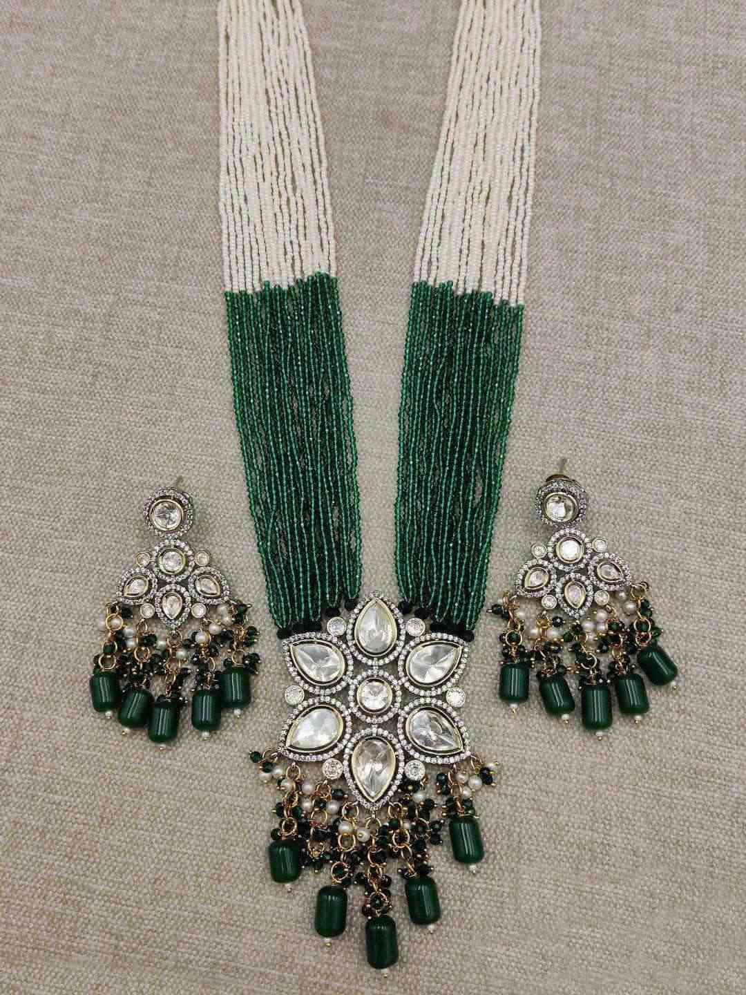 Ishhaara Stone Studded Long Necklace Set