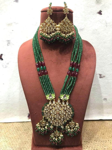 Ishhaara Green Three chandbali Pendant necklace
