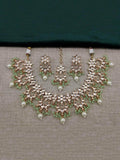Ishhaara Green Tiny Pearl drop Necklace Set