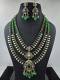 Ishhaara Green Traditional Multi Layered Multi Colored Necklace Set