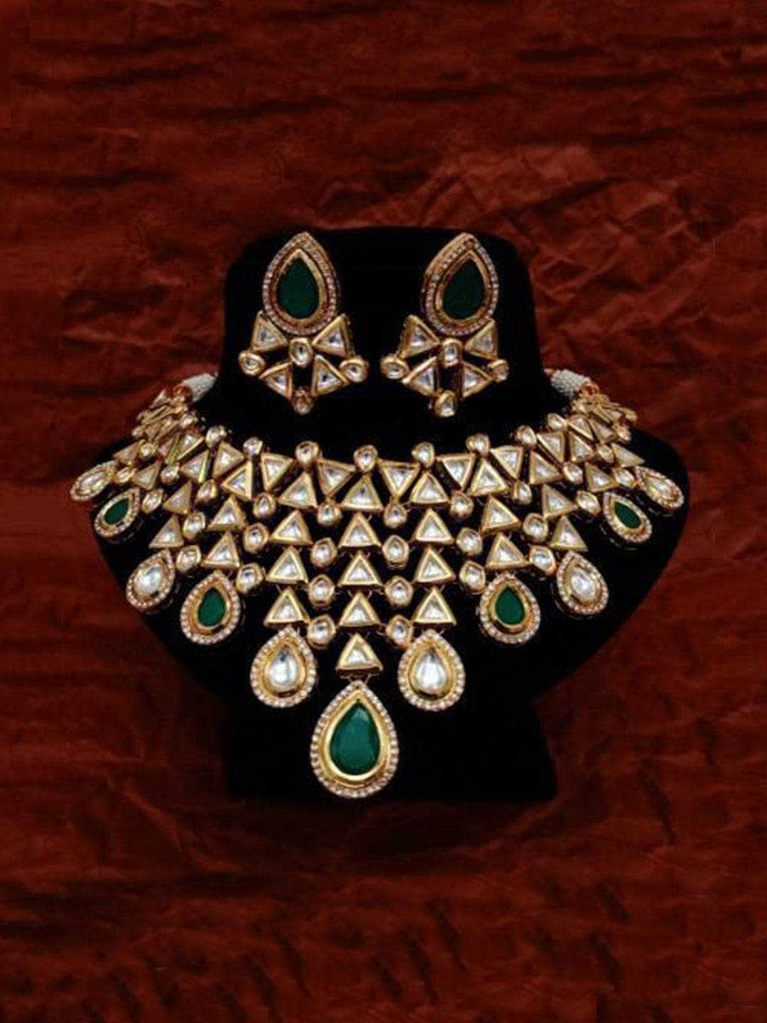 Ishhaara Triangular Drop Tassel Necklace And Earring Set