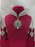 Ishhaara Green Uncut Polki Kundan Ruby Emerald Choker Necklace