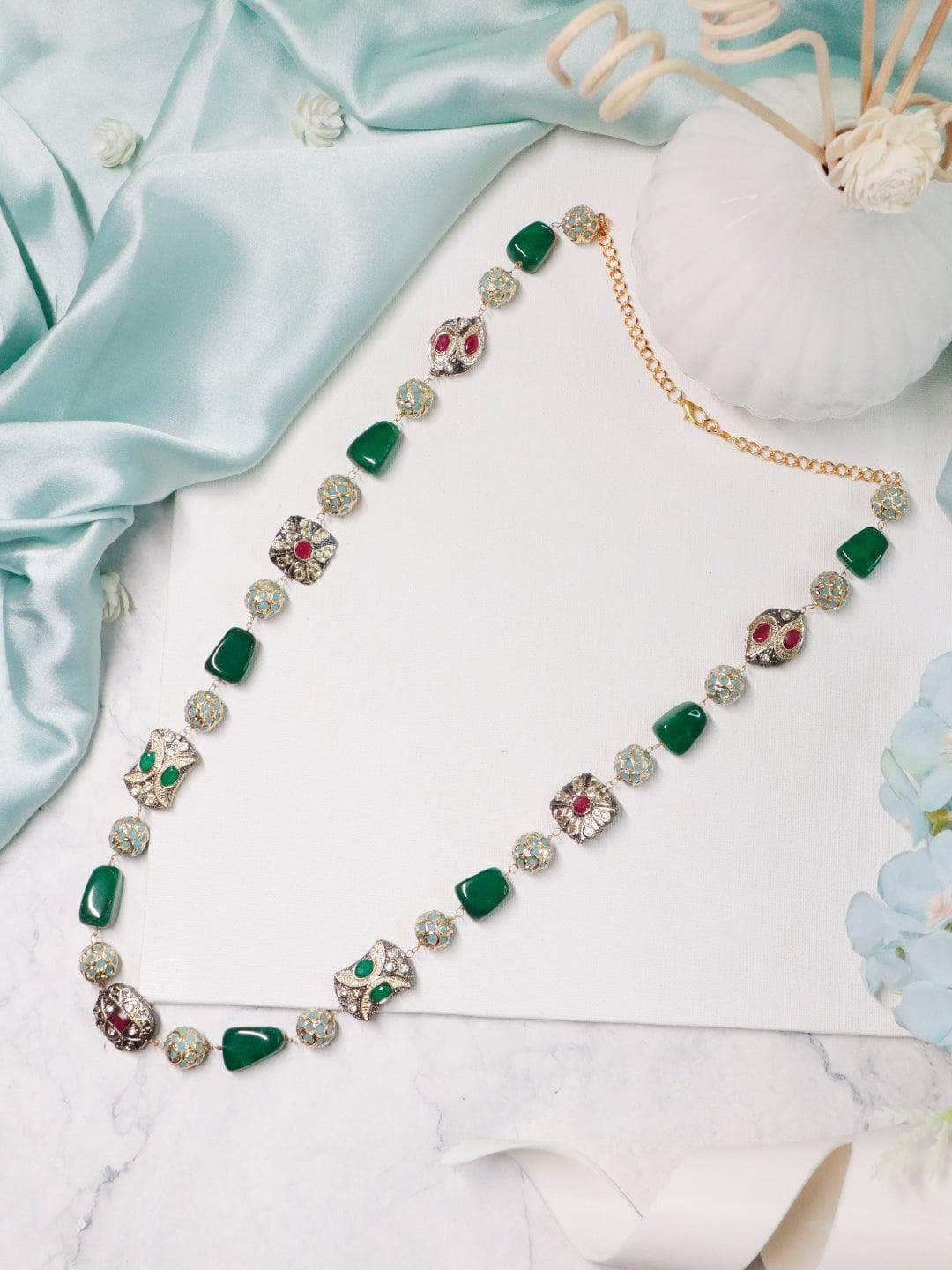 Ishhaara Victorian Colored Semi Precious Single Line Necklace