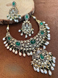 Ishhaara Green Victorian Dancing Peacock Choker Necklace