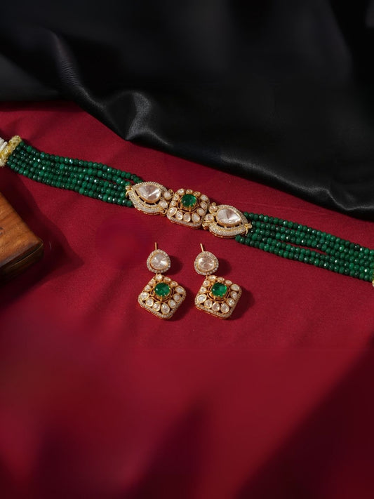 Ishhaara Green Victorian Kundan Choker Necklace