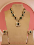 Ishhaara Green Victorian Miniature Diamond Shape Flower Neckpiece