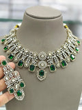 Ishhaara Green Victorian Moissanite Stone Necklace