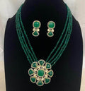 Ishhaara Green Victorian Pendant Necklace Set