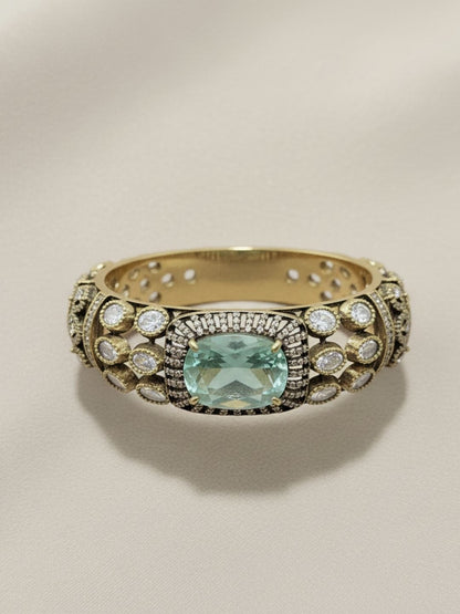 Ishhaara Green Victorian Plated Kundan Studded Bangle