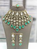 Ishhaara Green Victorian Polished Moissanite Kundan Choker Necklace