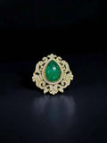 Ishhaara Green Vintage Moonstone Style Brooch