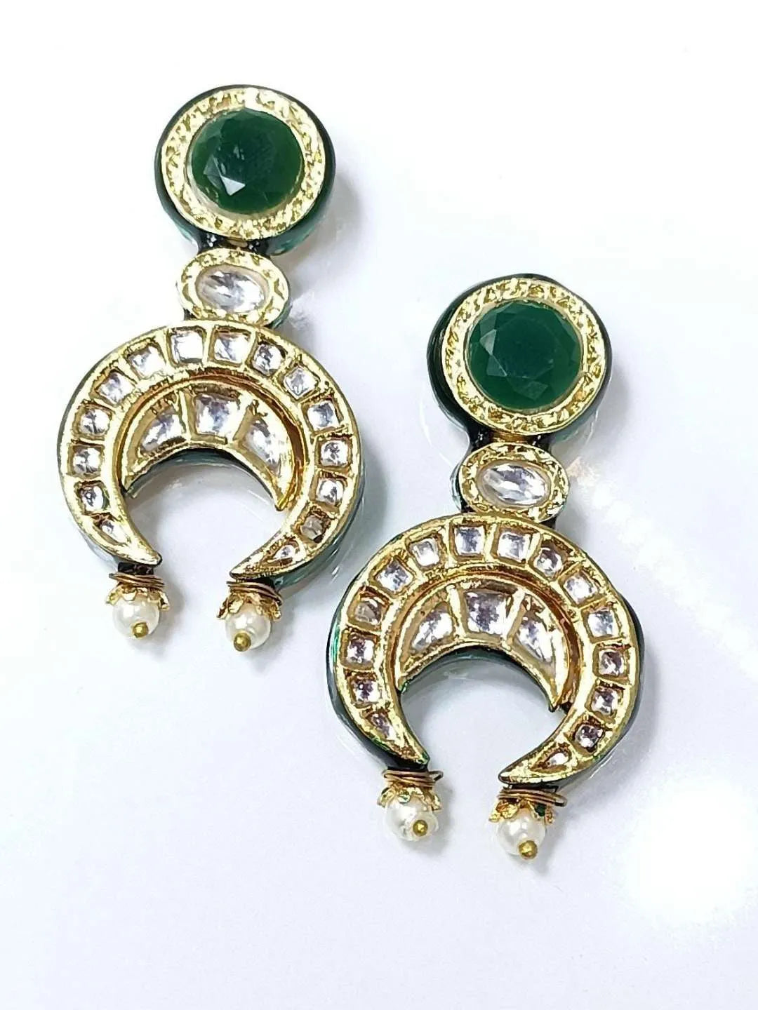 Ishhaara Green Zeena Kundan Earrings