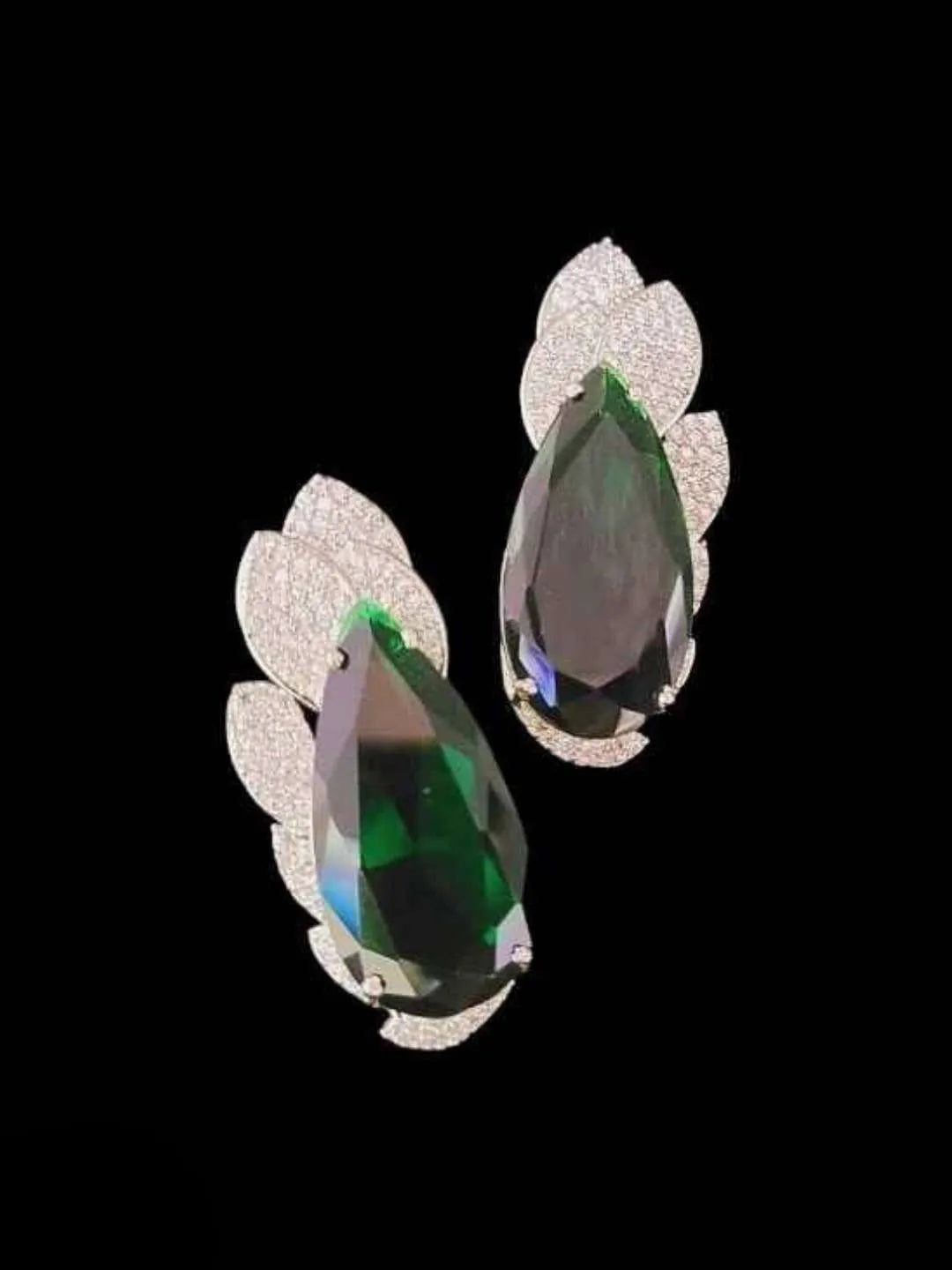 Ishhaara Green Zircon Rain Drop Dangler Earrings