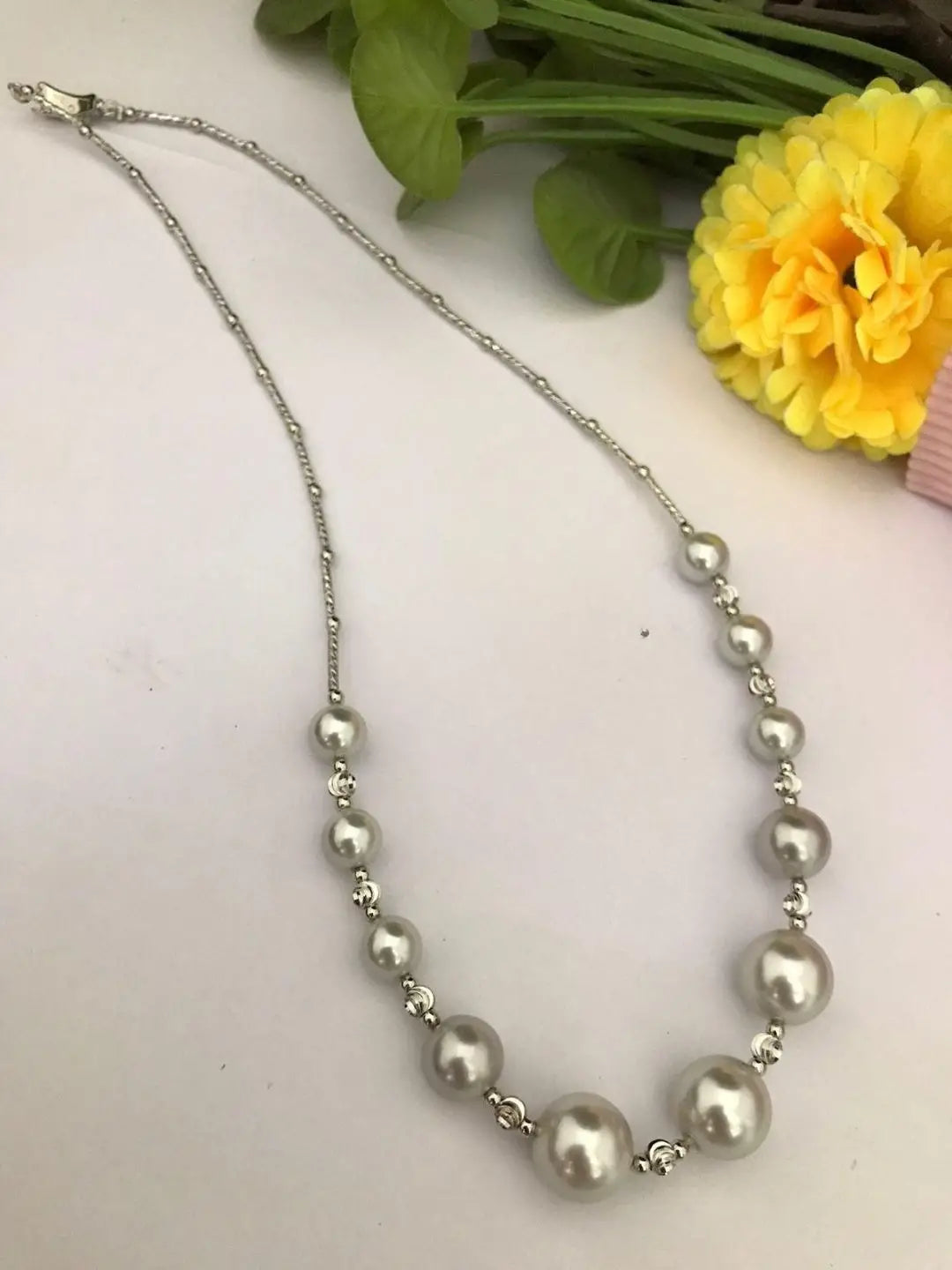 Ishhaara Grey Beaded Contemporary Necklace