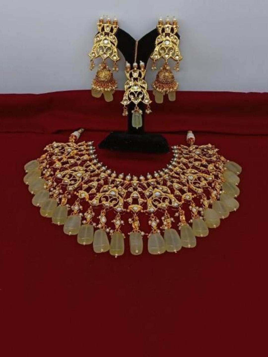 Ishhaara Design Jadau Choker Earring And Teeka Set