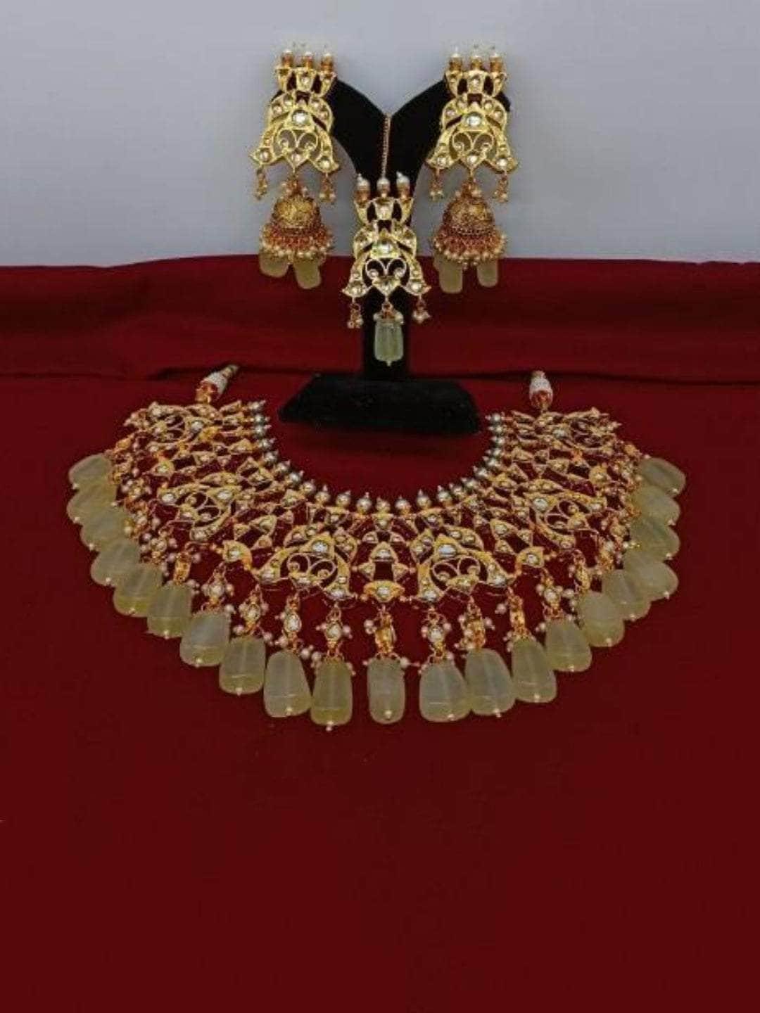 Ishhaara Design Jadau Choker Earring And Teeka Set