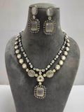 Ishhaara Grey Double Layered Kundan Polki Necklace