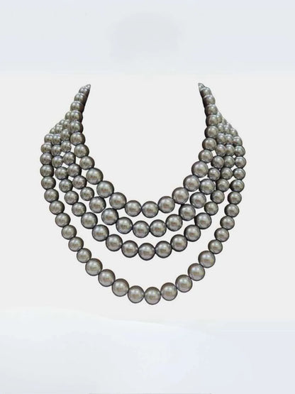 Ishhaara Grey Elegant 4 Strand Pearl Necklace