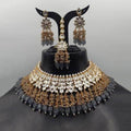 Ishhaara Grey Kundan Choker Coral Tassel Necklace Set