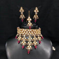 Ishhaara Grey Kundan Choker Leaf Tassel Necklace Set