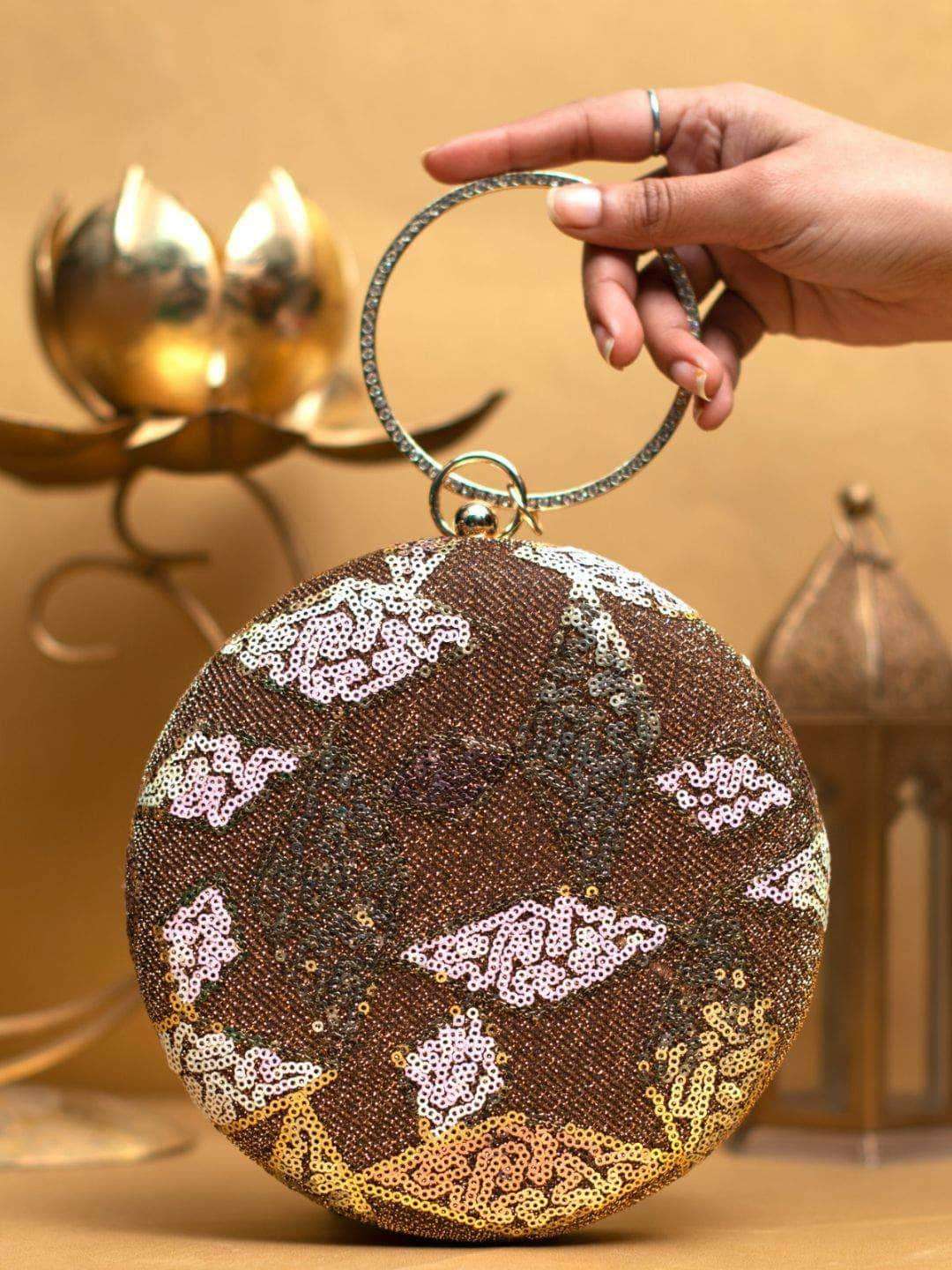 Ishhaara Luxurious Round Sequence Clutch