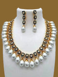 Ishhaara Meena Drop Pearls Necklace And Earring Set