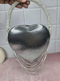 Ishhaara Grey Midnight Elegance Heart Clutch Bag