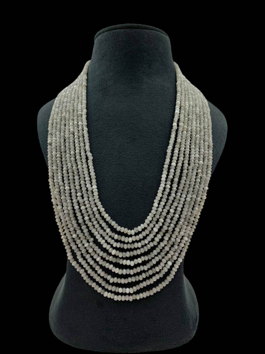 Ishhaara Grey Multilayered Beads Necklace