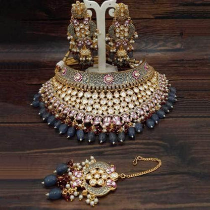 Ishhaara Pastel Single Tone Choker Necklace Set