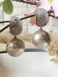 Ishhaara Grey Pearl Drop Earrings