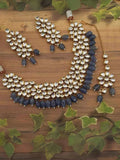 Ishhaara Grey Simple Kundan Choker with Pearls Necklace Set