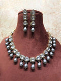 Ishhaara Grey Square And Triangle Necklace