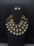 Ishhaara Grey Three Layer Doublet Stone Designer Necklace Set In Victorian Style