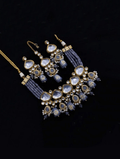 Ishhaara Grey Triangular Kundan Onex Necklace And Earring Set