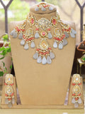 Ishhaara Grey Vintage Glamour Choker Necklace With Earring Sets