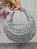 Ishhaara Grey Zoya Pearl Clutch Bag