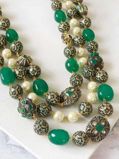 Ishhaara Gunmetal Oval Necklace