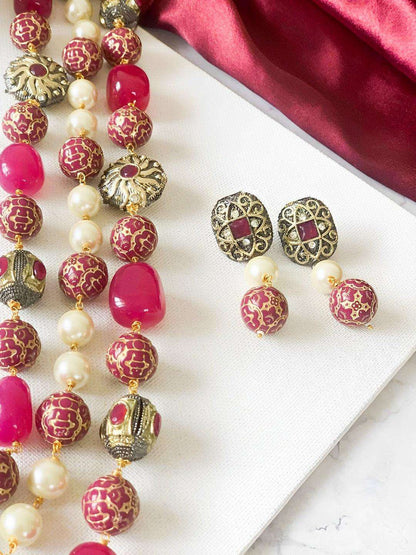 Ishhaara Gunmetal Oval Necklace