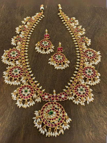 Ishhaara Guttapusalu Peacock Kundan Long Haram