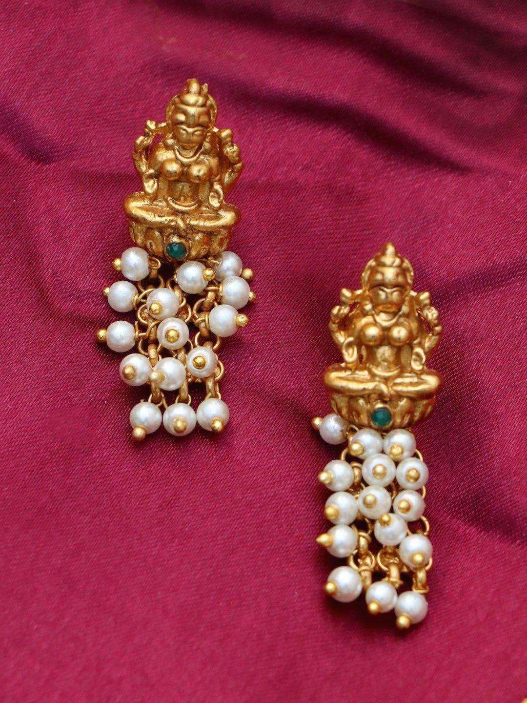Ishhaara Half Cheed And Half Antique Necklace Temple Jewellery Set