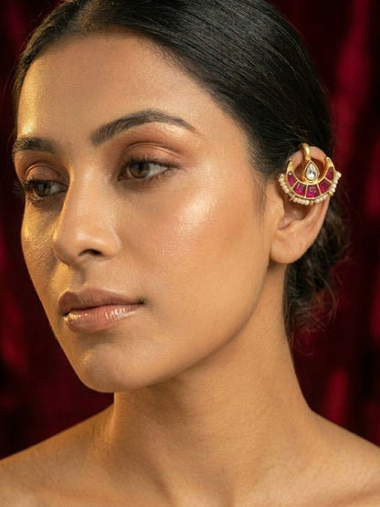 Ishhaara Half Moon Kundan Stone Bugadi Earrings