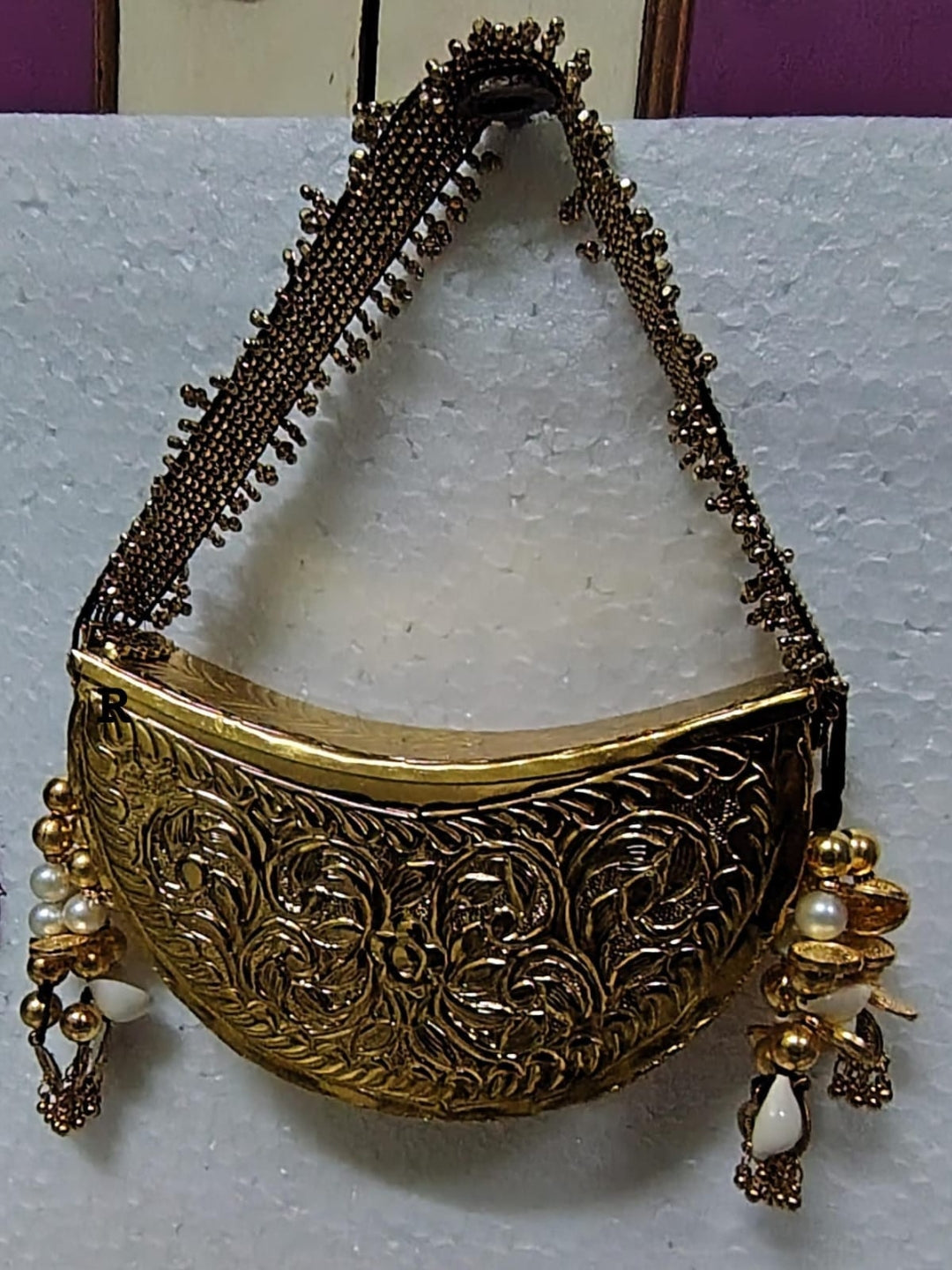 Ishhaara Half Moon Shaped Designer Oxidised Bag