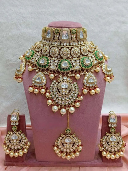 Ishhaara Half Moon Shaped Pendant Studded Bridal Choker