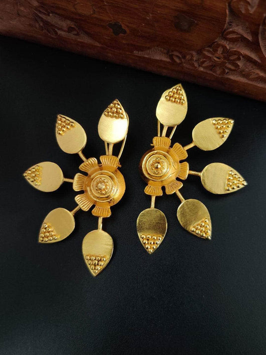 Ishhaara Half Sun Ray Textured Earrings