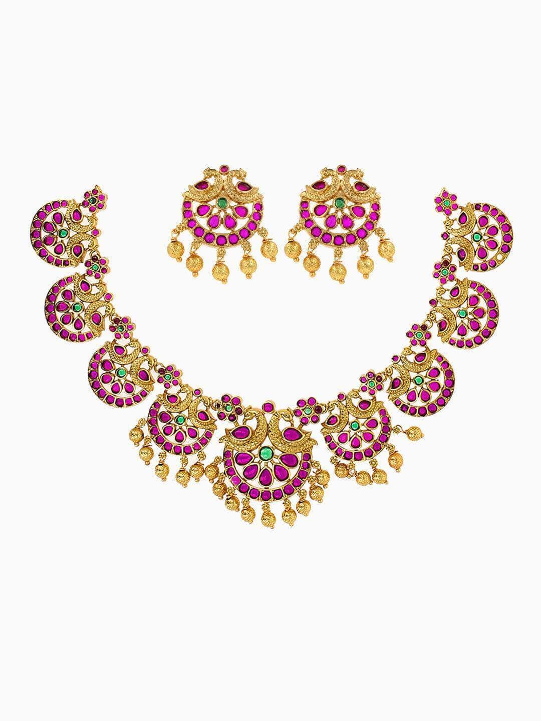 Ishhaara Halfmoon Kempu Jewellery Set