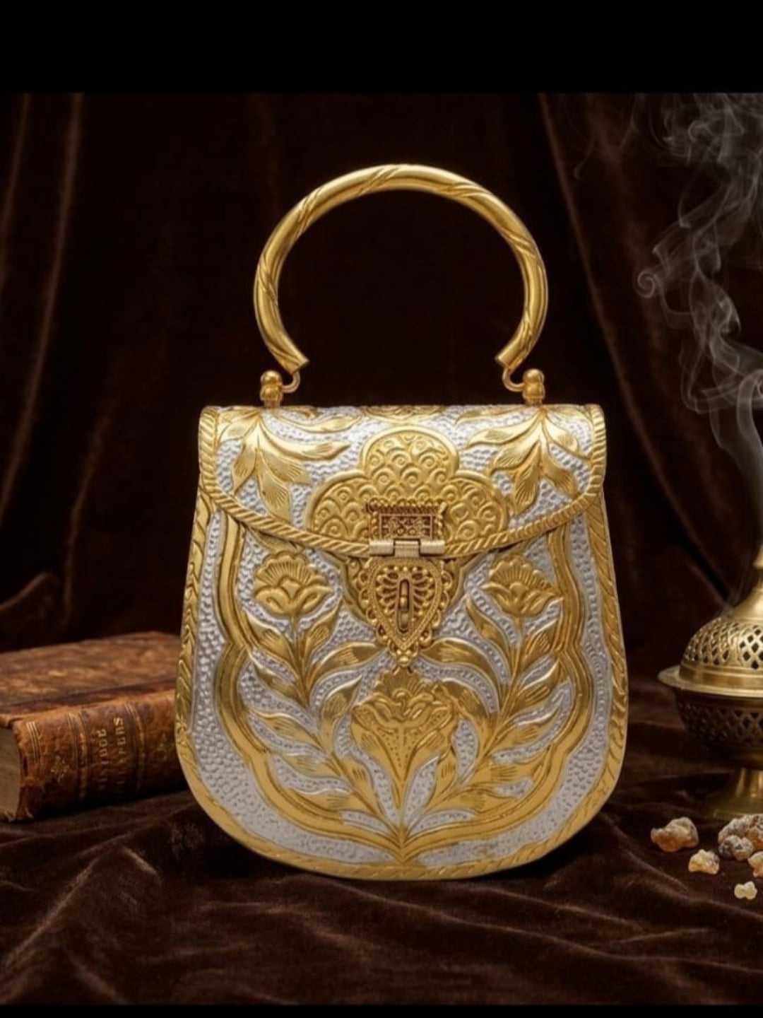Ishhaara Hand Carved Metallic Bag